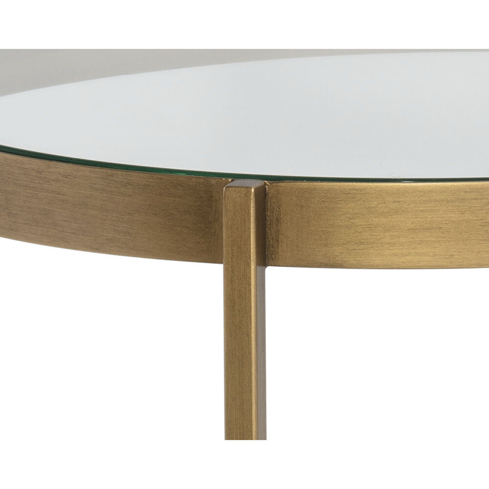 Gia 38 X 18 inch Clear / White / Antique Brass Coffee Table